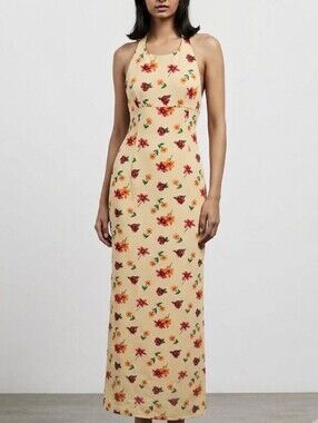 Vintage Rampage 90s Y2K Fairy Maxi Dress Butter Yellow Floral Cottagecore